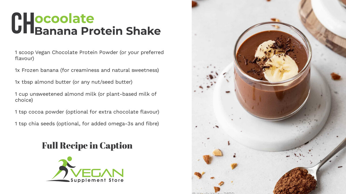 How to make the ultimate 🍫🍌 vegan protein shake:

1️⃣ Add choc protein, banana, almond butter, almond milk
rpb.li/akPYh

2️⃣ Toss in chia seeds, cocoa &amp; ice (optional)
3️⃣ Blend until smooth
4️⃣ Taste &amp; tweak sweetness
5️⃣ Pour + enjoy 💚

#VeganShakes #VeganReciepe