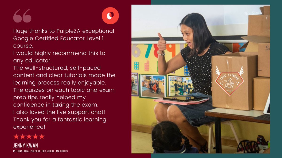 “I didn’t think I could do it... but PurpleZA made it feel easy!” — Jenny, now a Certified Google Educator! 🌟 Your story could be next. Head to purplelaunchpad.com and complete our Certification Go-getter course today! #GoogleCertified #EdTech #ProfessionalDevelopment