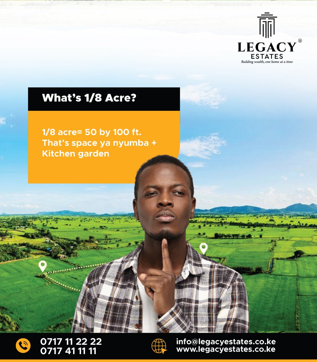 future_fortun's tweet image. Legacy begins with land ownership.  
A 50x100 ft. plot offers more than space, it’s a foundation for generational wealth and sustainability.  

Call us now: 0717 11 22 22 | 0717 41 11 11
Or email us: info@legacyestates.co.ke

#legacyestates #ownlandtoday #titledeedready #land