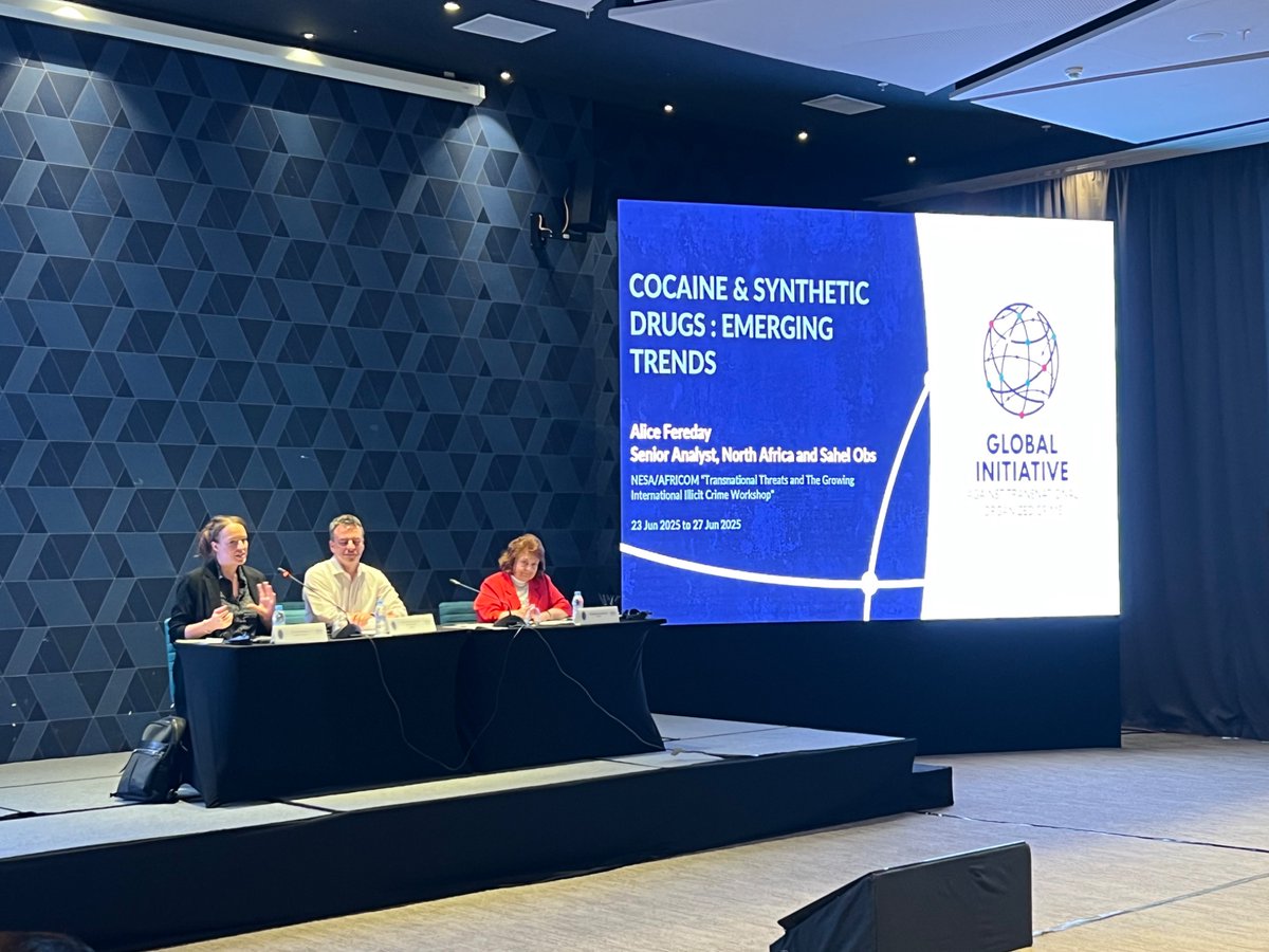 TheNESACenter's tweet photo. During the second session of Day Two, @Chris01510 and @alicejfereday delivered informative and fascinating presentations on the “New Drug Landscape: Cocaine, #Fentanyl and #Captagon” from Brazilian and NorthAfrican/Sahelian perspectives. https://t.co/kCRRuabC8b