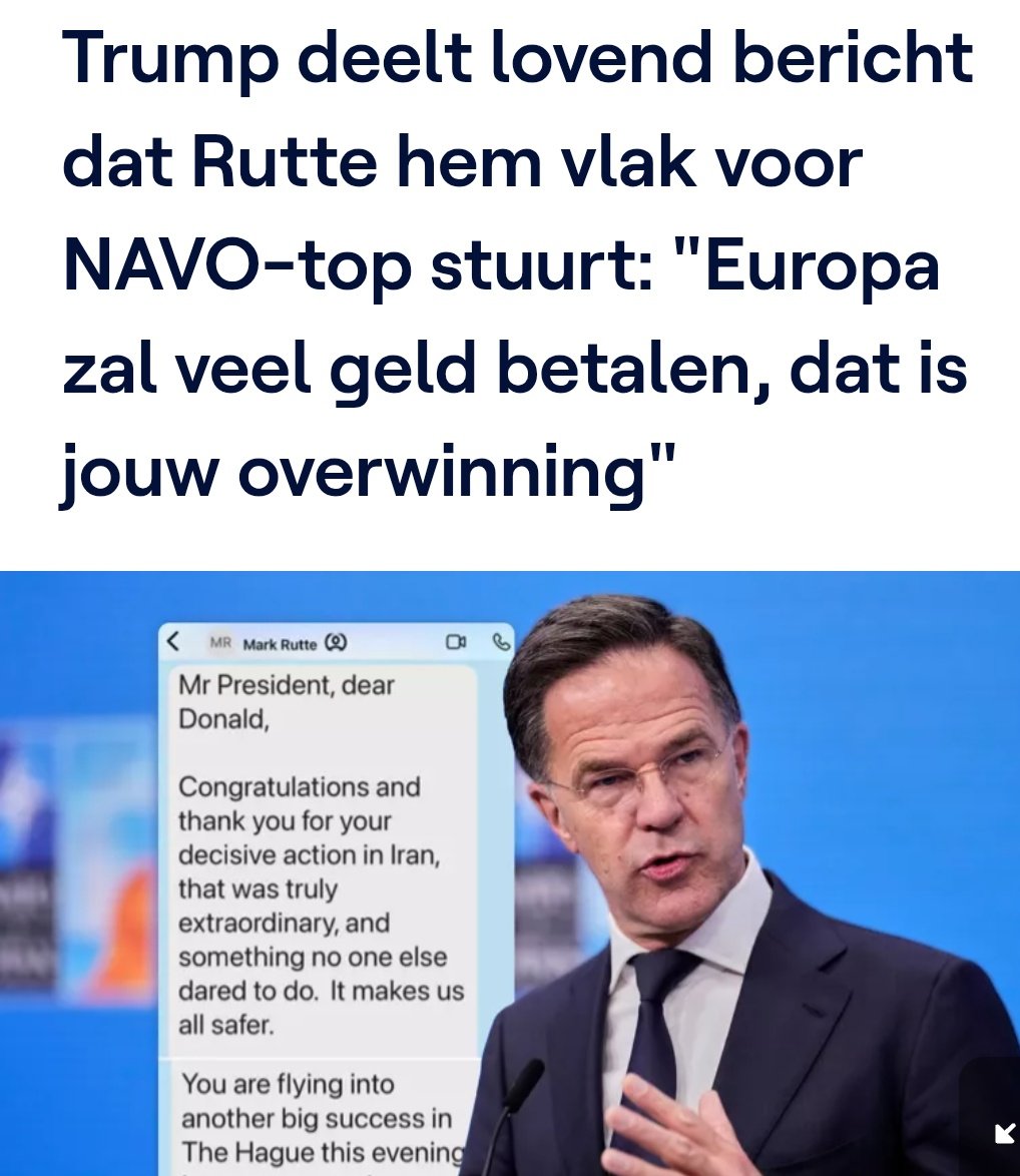 🤮 MAG IK EEN TEILTJE ?
Gefeliciteerd en bedankt voor jouw doortastende actie in Iran. Dat was werkelijk buitengewoon, en iets wat niemand van ons durfde te doen. Het maakt het voor ons allemaal veiliger. Je vliegt naar een volgend succes in Den Haag vanavond