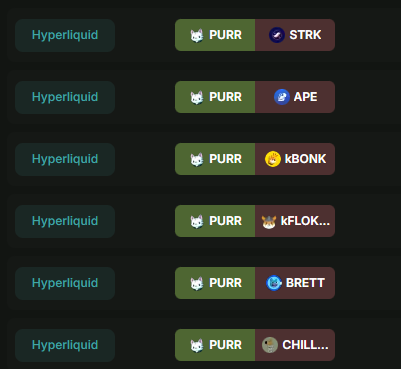 Purrfect Cats (@purrfectcatshl) on Twitter photo Gm 🐱
A few of our Purrfect Cats holders will be soon able to join <a href="/pear_protocol/">Pear Protocol 🍐</a> private HL beta. They'll be able to long $PURR vs some 500m/1b shitters, do your calculations💸 Gm 🐱
A few of our Purrfect Cats holders will be soon able to join <a href="/pear_protocol/">Pear Protocol 🍐</a> private HL beta. They'll be able to long $PURR vs some 500m/1b shitters, do your calculations💸