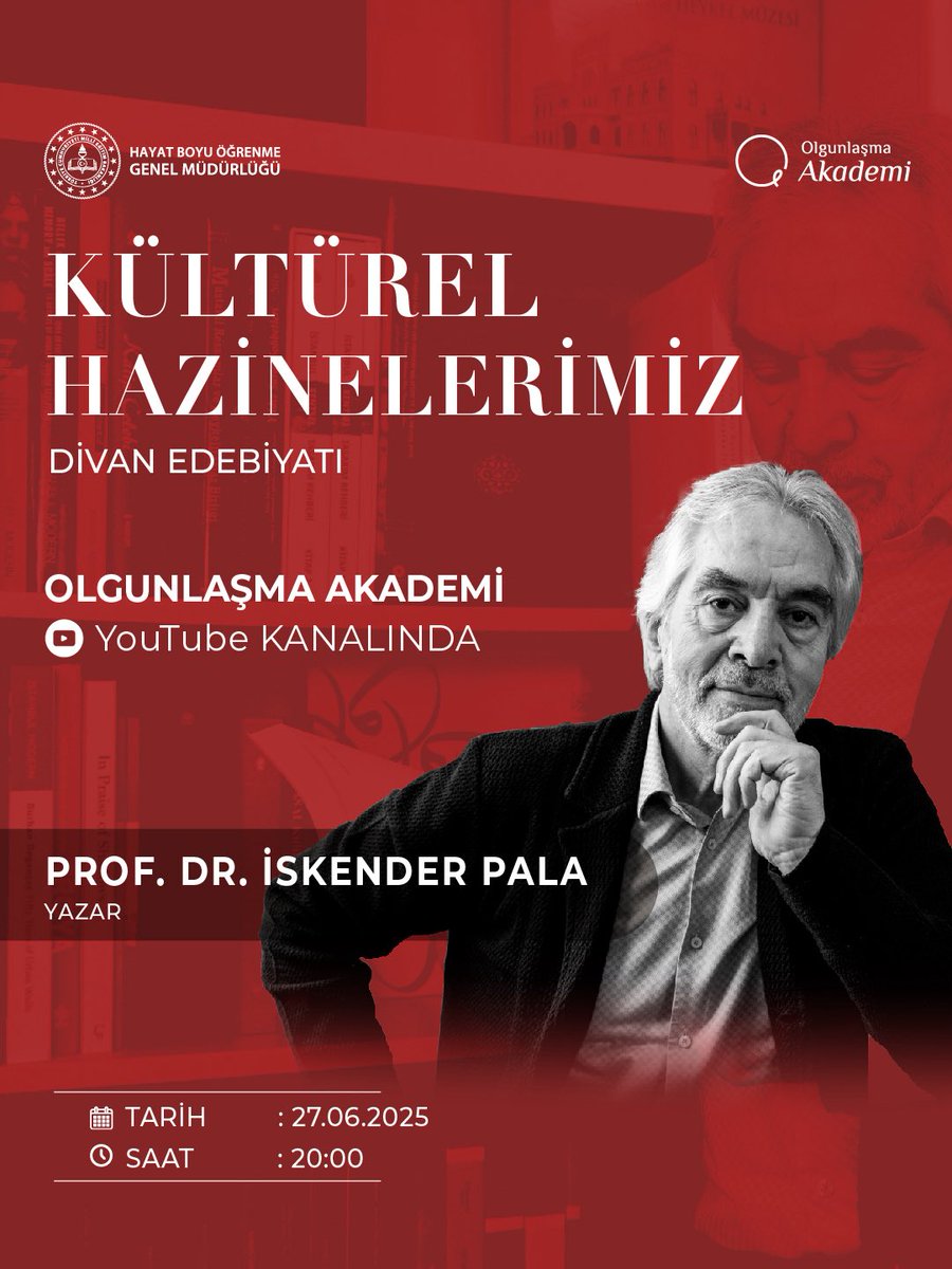 Asırlık Sanat Yolculuğumuzda Kültürel Hazinelerimiz; “Divan Edebiyatı” İskender PALA sunumuyla 27.06.2025 Cuma günü saat 20.00’de Olgunlaşma Akademi YouTube kanalında! 

Link 📍 meb.ai/UT1ZkM3