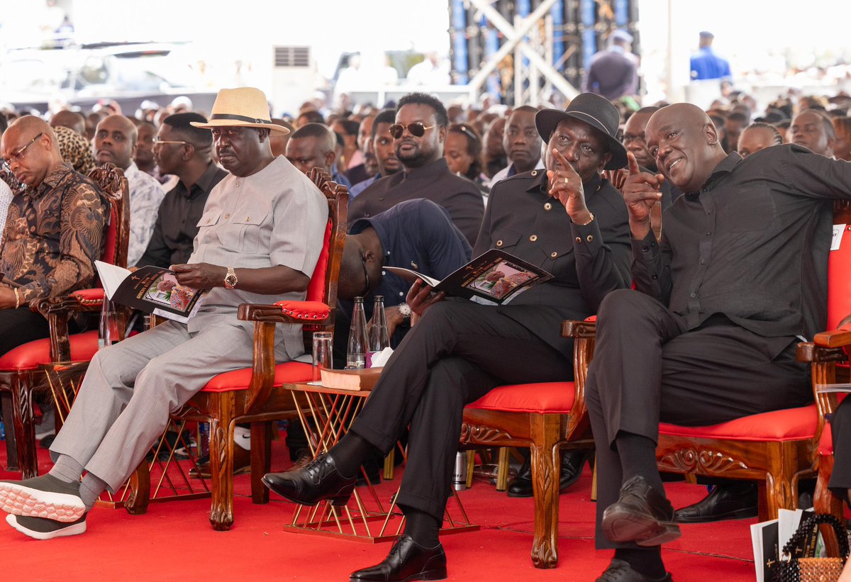 The ODM Party (@theodmparty) on Twitter photo PL <a href="/RailaOdinga/">Raila Odinga</a> and Pres. <a href="/WilliamsRuto/">William Samoei Ruto, PhD</a> & other leaders are among thousands of mourners attending the funeral of Snr. Chief. Rtd. Mzee Gideon Baya Mungāaro at Dabaso village in Kilifi North Constituency of Kilifi County. The late Mzee Gideon was the father of Gvn <a href="/GideonMungaroM/">Gideon M. Mung'aro, OGW</a> PL <a href="/RailaOdinga/">Raila Odinga</a> and Pres. <a href="/WilliamsRuto/">William Samoei Ruto, PhD</a> & other leaders are among thousands of mourners attending the funeral of Snr. Chief. Rtd. Mzee Gideon Baya Mungāaro at Dabaso village in Kilifi North Constituency of Kilifi County. The late Mzee Gideon was the father of Gvn <a href="/GideonMungaroM/">Gideon M. Mung'aro, OGW</a>