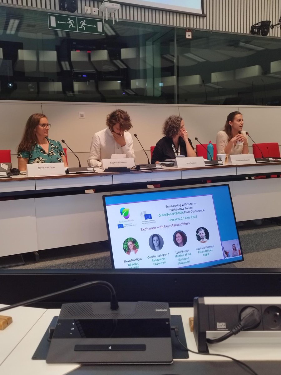 🟢 LIVE at #GreenBoost4WISEs: The morning sessions moved on with a high-level panel on sustainability in #WISEs!
♻️ With insights from Neva Nahtigal (#RREUSE), Coralie Helleputte (<a href="/WISESHIFT/">WISESHIFT</a> and #UCLouvain), and MEP Lynn Boylan.
💻 Watch: live.eesc.europa.eu/play/?id=691
#EESCpartnerships
