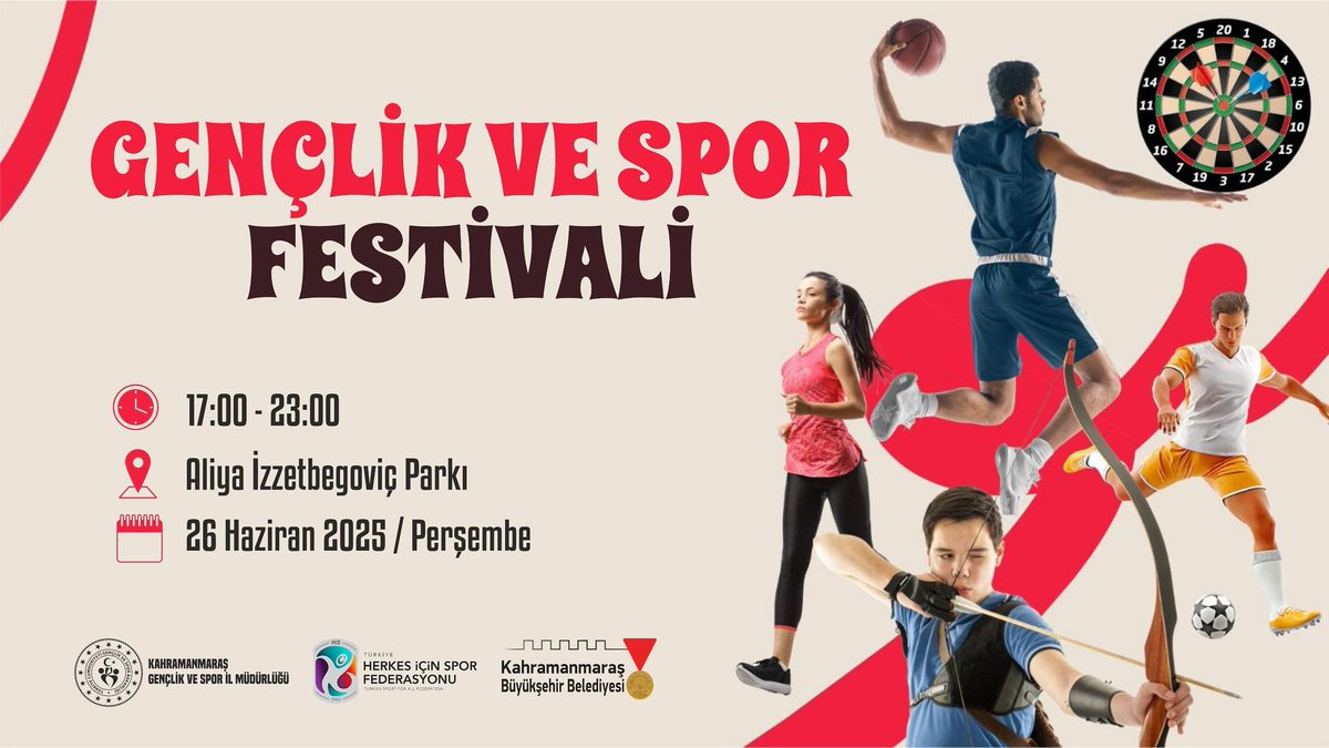 26 Haziran 2025 Perşembe günü
Aliya İzzetbegoviç Parkı’nda düzenlenecek Gençlik ve Spor Festivalleri kapsamında
Türkü Dinletisi
Açık Hava Sineması
Playstation Turnuvaları
Geleneksel Sokak Oyunları ve daha birçok keyifli etkinlik sizleri bekliyor!
Festivale tüm halkımız davetlidir