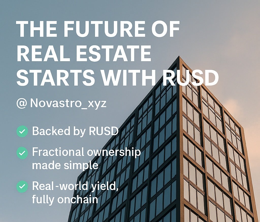 Keon❏ (@keonhd_x) on Twitter photo 🚨 The Future of Real Estate Starts with RUSD 🏘️
<a href="/Novastro_xyz/">Novastro | RWAfi</a> isn’t just innovating—
They’re transforming how we own, invest, and earn from real estate.
✅ Backed by RUSD
✅ Fractional ownership made simple
✅ Real-world yield, fully onchain
📌 In the future, every real 🚨 The Future of Real Estate Starts with RUSD 🏘️
<a href="/Novastro_xyz/">Novastro | RWAfi</a> isn’t just innovating—
They’re transforming how we own, invest, and earn from real estate.
✅ Backed by RUSD
✅ Fractional ownership made simple
✅ Real-world yield, fully onchain
📌 In the future, every real
