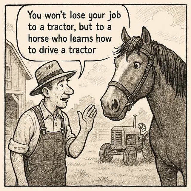 "horse: 'Just finished an AI course on heavy machinery."