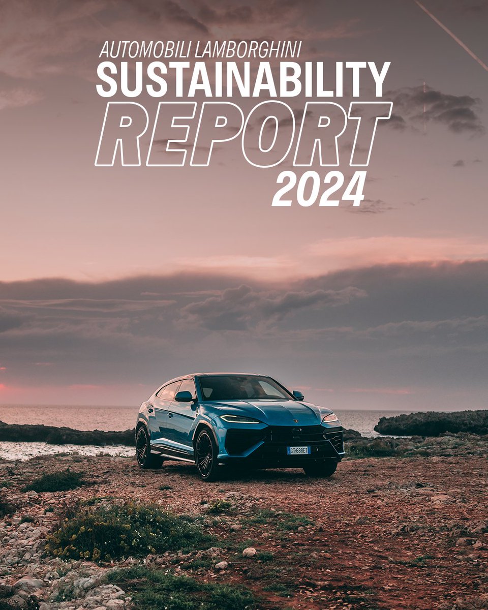 Lamborghini's tweet image. Our 2024 Sustainability Report is out. It reflects our commitment across all three ESG pillars: acting responsibly to protect natural resources and minimise the impact on the environment, putting people first also through well-being and inclusion initiatives, and embedding…