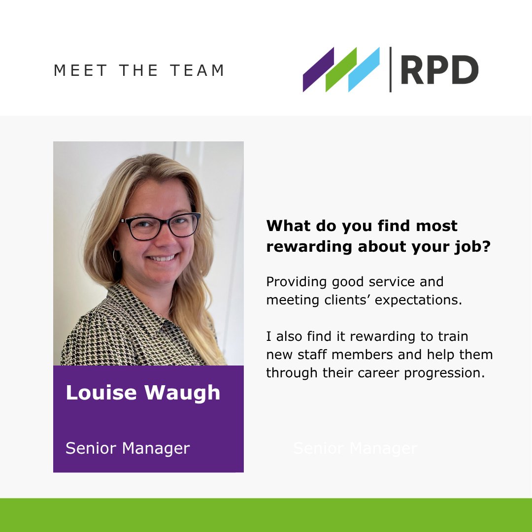 Meet Louise! 🌟

We’re delighted to introduce Louise Waugh, one of our dedicated Senior Managers and a key figure in the RPD team.

Follow us for more team spotlights, industry insights, and community updates.

#TeamRPD #MeetTheTeam #LeadershipSpotlight