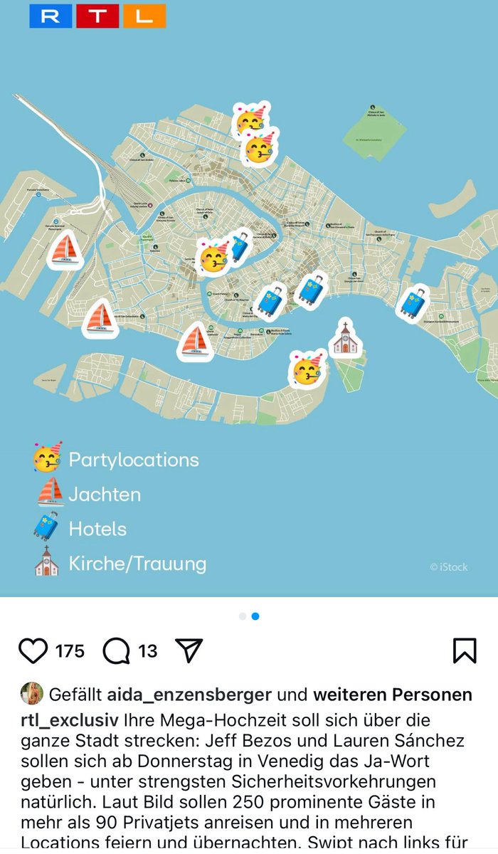 So nett, dass RTL den #geissens (die zur Hochzeit von Jeff Bezos - trotz Überfall - NICHT eingeladen wurden, die Spots zeigt, wo sie am Straßenrand Promi-Watching betreiben können😎