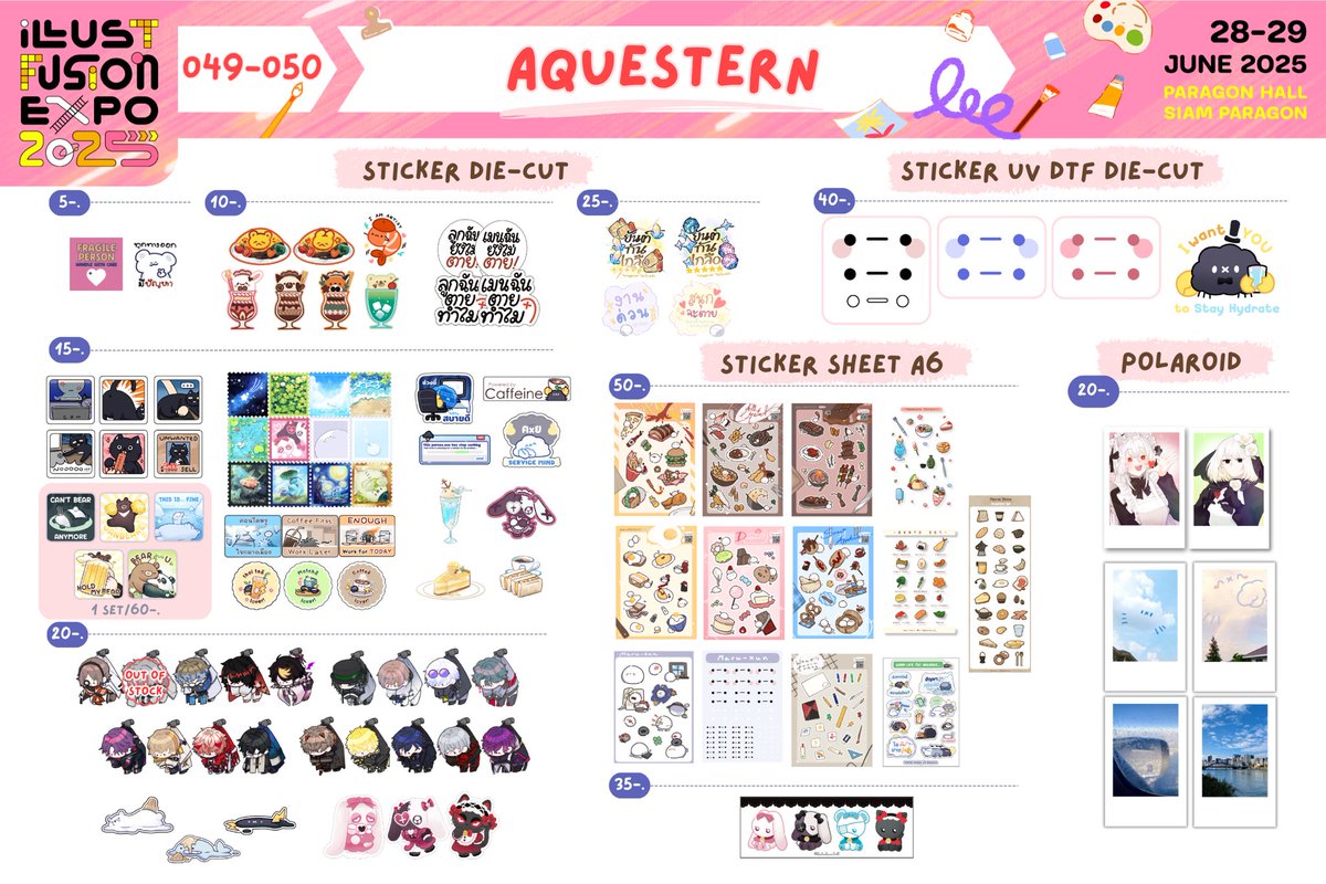 kitapatmiya_'s tweet image. ใบเมนูรวมของทั้งบูธค่ะ! ไปทั้งสองวันเลย แวะมาทักทายได้นะคะ 🙌

บูธนี้มี @puiiwhal_aq @shark1ab @raindollafter_ และ @kitapatmiya_ 

🖍️ #IFEXPO2025
✦ O49-O50 Aquestern
✦ 28-29/06/2025 | 10.00-20.00
✦ Paragon Hall | Siam Paragon
