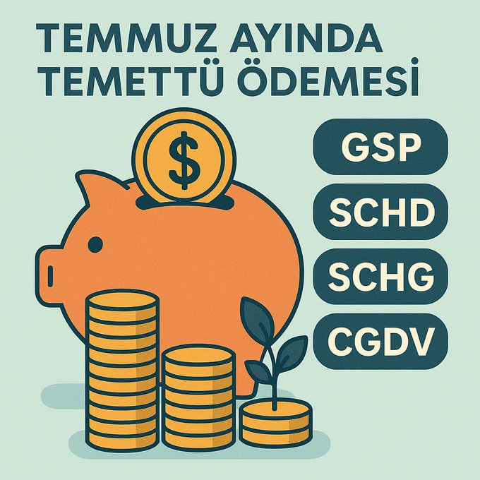coinves's tweet photo. 🗓️Temmuz ayı temettü takvimim:

💸 #GSP
💸 #SCHD
💸 #SCHG
💸 #CGDV

♻️Pasif gelir çarkı dönmeye devam ediyor.
📈Küçük ve istikrarlı adımlarla, bileşik getiri etkisiyle büyümeye devam.. https://t.co/fQaLfUaoRW