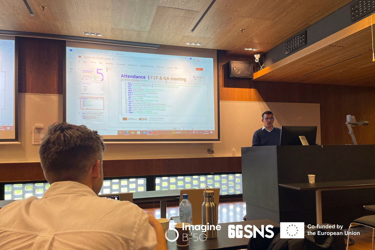 💡 Imagine-B5G Plenary Meeting – Day 1 Highlights

Yesterday marked the first day of the  Plenary Meeting at the Universitetet i Oslo (UiO). The session kicked off with presentations from all Work Packages, setting the stage for the upcoming phases of the project.🚀