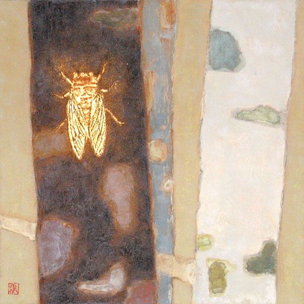 "in a dewdrop world   
 singing of dewdrops...   
 summer cicada"    Issa Kobayashi 

 (images: Hasui Kawase / Mikiko Noji)