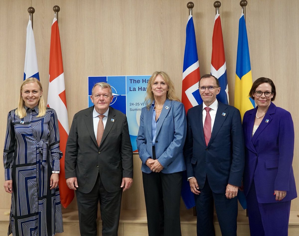 Denmark MFA 🇩🇰 (@danishmfa) on Twitter photo FM <a href="/larsloekke/">Lars Løkke Rasmussen</a>: “Denmark remains steadfast in our support to Ukraine. Meeting with the N5 🇩🇰🇮🇸🇸🇪🇳🇴🇫🇮. We stand together to ensure Ukraine is placed in the strongest possible position. The Nordic countries are the largest European contributors to #Ukraine.” #natosummit2025 FM <a href="/larsloekke/">Lars Løkke Rasmussen</a>: “Denmark remains steadfast in our support to Ukraine. Meeting with the N5 🇩🇰🇮🇸🇸🇪🇳🇴🇫🇮. We stand together to ensure Ukraine is placed in the strongest possible position. The Nordic countries are the largest European contributors to #Ukraine.” #natosummit2025