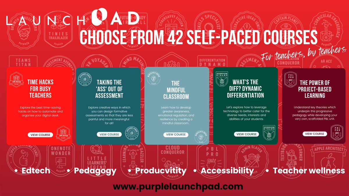 We have 42 courses on our PurpleZA and LaunchPad platforms. Let's chat to inspire learning with your teachers. DM lindsay@purpleza.co.za or pop to bit.ly/PZAconnect to book a time in our calendar to chat about getting this epic learning into your teachers' hands.