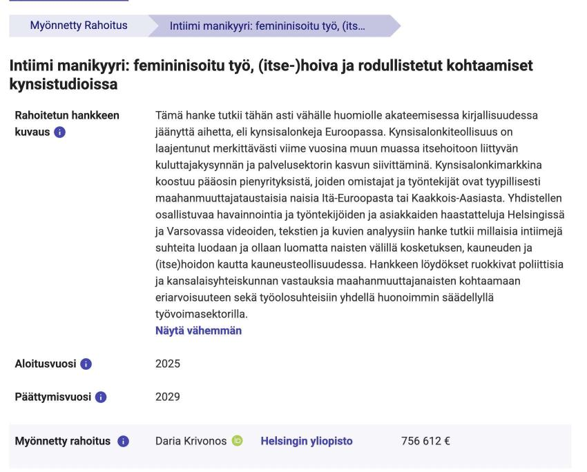 Julkinen velka on yli 232 miljardia €. 

Samanaikaisesti voit saada 756 612€ veronmaksajien rahaa  "intiimin,  feminisoidun &amp; rodullistetun kynsistudio kohtaamisen 'tutkimiseen'". 

-> Velaksi eläminen &amp; rahan printtaaminen ovat johtaneet täysin moraalittomaan järjestelmään.