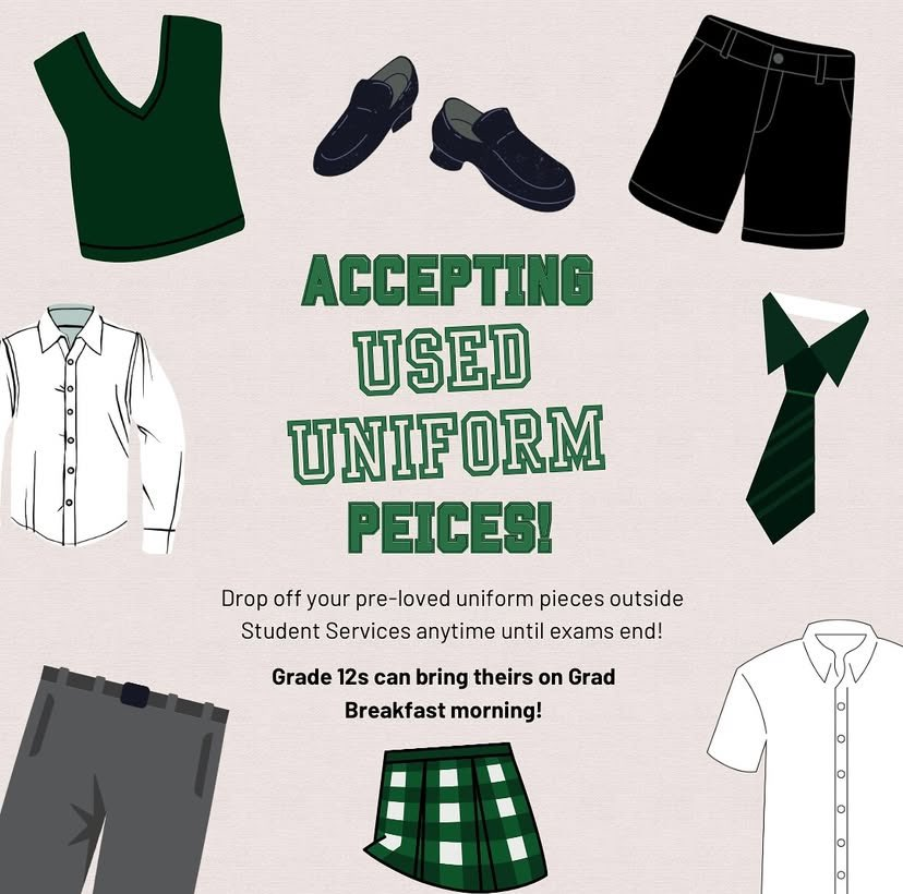 We Are Accepting Used Uniform Pieces

As the school year comes to an end, please feel free to donate any gently used uniform parts outside Student Services.