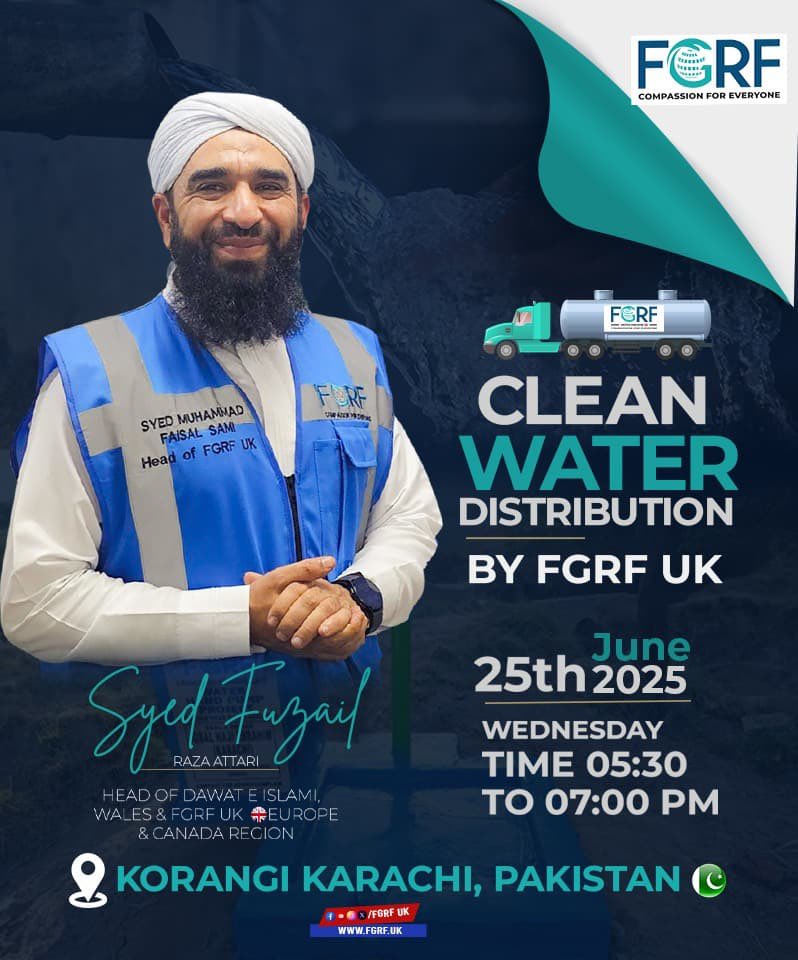 Clean water distribution today in Korangi, Karachi 🇵🇰 Pakistan.

#SyedMuhammadFaisalSami #FGRF #Karachi #Water