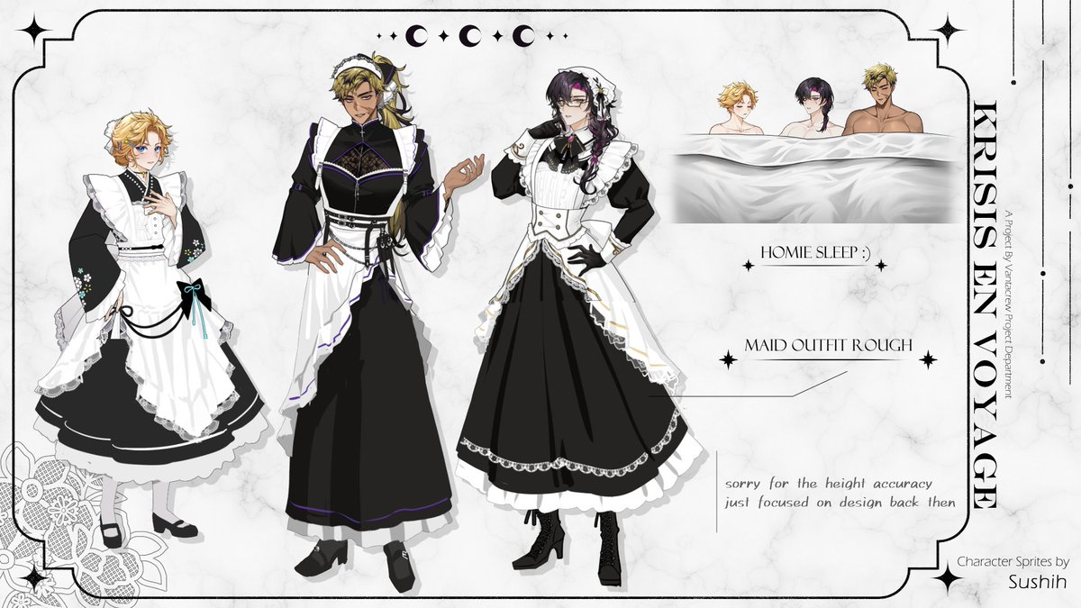 Honoured to be part of the project!
The game turns out so good😭 Everybody is so talented😤
So happy to be one part of greatest group 🥹

and let me have the chance to design Krisis maid outfit muahahaha😈

#Krisis2ndAnni #KrisisEnVoyage 
#Vantalism  #YuDrawWilson #Zalilust