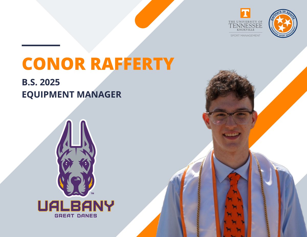 Tennessee Sport Management (@partners_ut) on Twitter photo Congrats Conor Rafferty who has accepted a position as an equipment manager for <a href="/UAlbanySports/">UAlbany Sports</a> . Conor will primarily be working with football, men's soccer, softball, and women's golf. Congrats Conor Rafferty who has accepted a position as an equipment manager for <a href="/UAlbanySports/">UAlbany Sports</a> . Conor will primarily be working with football, men's soccer, softball, and women's golf.