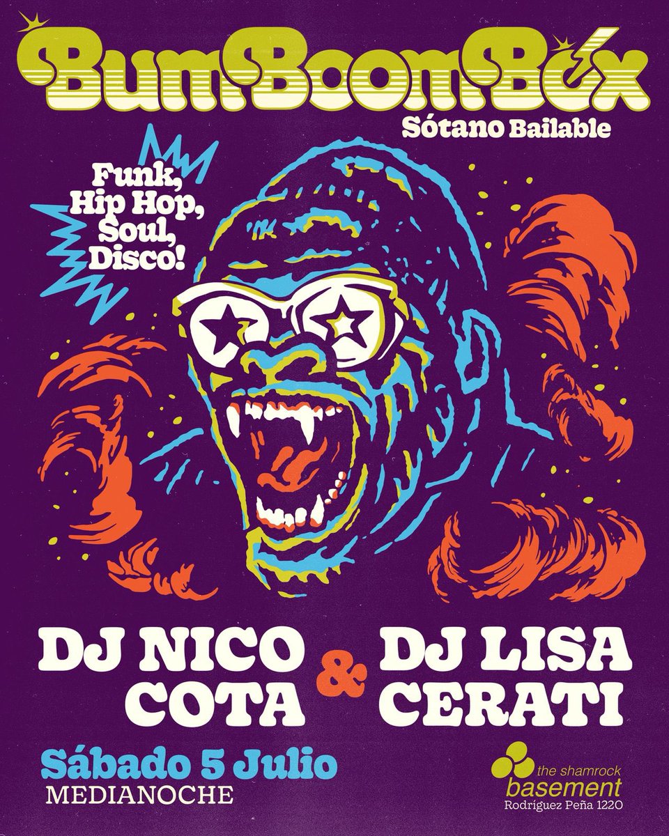 Sabado 5 de Julio hacemos nueva BumBoomBox en el Shamrock 💕⚡️🎉
Dj invitada Lisa Cerati ✌🏼
Pre venta en el link!
<a href="/seventhunicorn/">Lisa Cerati</a> 

venti.com.ar/evento/bumboom…
