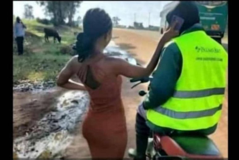 Her: Here, talk to him. 
Him: Bro, are you seeing the guy in front there grazing a cow?
Boda guy: Yeah
Him: That’s me. First drive her around and I first go and bathe.
Boda guy: Anything for a bro🥳😂