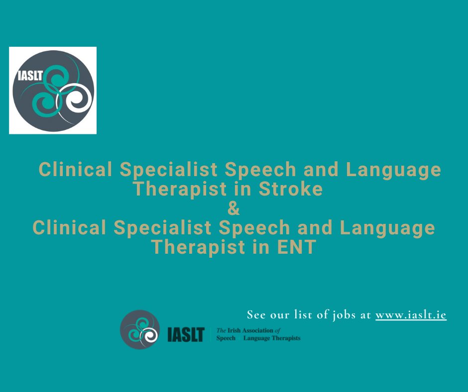IASLT (@iaslt) on Twitter photo Job Advert
Clinical Specialist Speech and Language Therapist in Stroke  - Closing Date: 27th June 2025 and
Clinical Specialist Speech and Language Therapist in ENT - Closing Date 10th July 2025
See IASLT Job Opportunities for full details bit.ly/3qnE2Nl
#IASLT #IASLPeeps Job Advert
Clinical Specialist Speech and Language Therapist in Stroke  - Closing Date: 27th June 2025 and
Clinical Specialist Speech and Language Therapist in ENT - Closing Date 10th July 2025
See IASLT Job Opportunities for full details bit.ly/3qnE2Nl
#IASLT #IASLPeeps