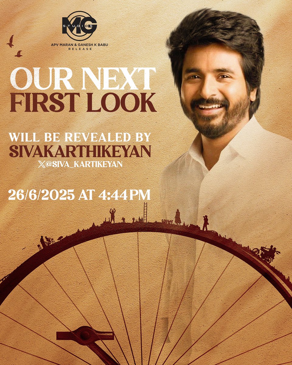 MGstudios (@mgstudios2024) on Twitter photo Wheeling towards the dream... π‘
Our next First Look will be revealed by Prince <a href="/Siva_Kartikeyan/">Sivakarthikeyan</a> tomorrow at 4:44 PM β€οΈπ
@MGStudios2024 <a href="/ganeshkbabu/">ganesh.k.babu</a> <a href="/APVMaran/">APV Maran</a> <a href="/pro_thiru/">Thiru murugan</a>
#MGStudiosNext Wheeling towards the dream... π‘
Our next First Look will be revealed by Prince <a href="/Siva_Kartikeyan/">Sivakarthikeyan</a> tomorrow at 4:44 PM β€οΈπ
@MGStudios2024 <a href="/ganeshkbabu/">ganesh.k.babu</a> <a href="/APVMaran/">APV Maran</a> <a href="/pro_thiru/">Thiru murugan</a>
#MGStudiosNext