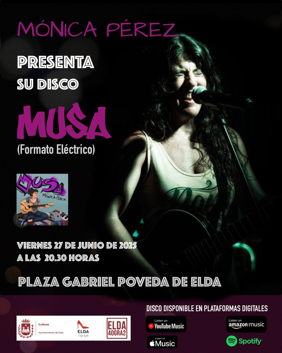🎙️ La eldense Mónica Pérez presentará el próximo viernes su disco 'Musa' en un concierto gratuito que se celebrará en la Plaza Gabriel Poveda

elda.es/?p=875866

#Elda #Cultura