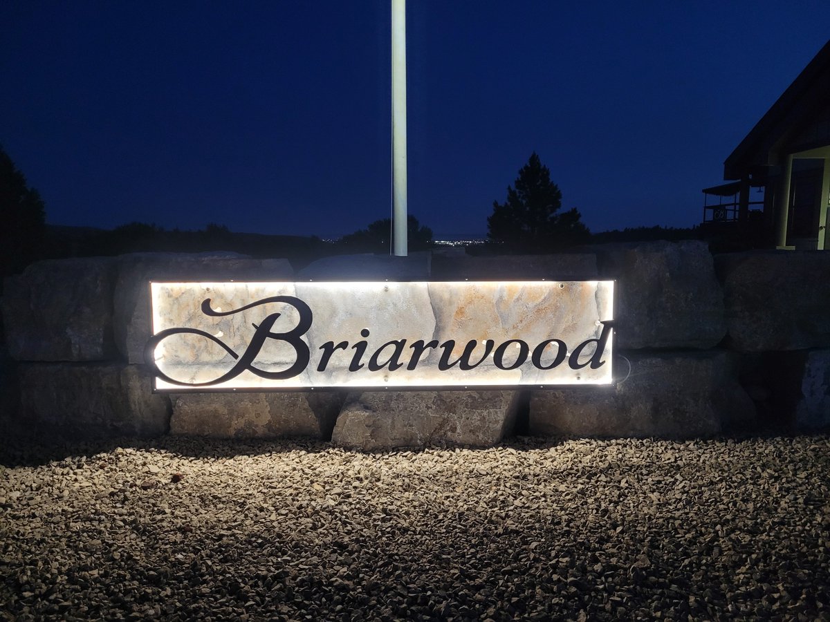 sull109602's tweet image. Finally finished wiring the lights and photocell. 8'x2' metal sign fabricated in the shop, painted by one of the staff, less than $500 in materials.
