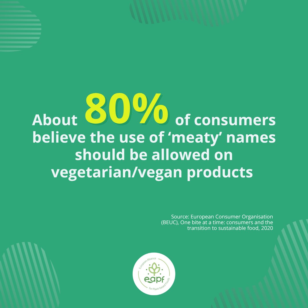 Consumers are not concerned about using names like ‘veggie burger’ or ‘plant-based sausage’, as long as it’s clear the product is #vegetarian or #vegan.
This is a clear signal to #EU policymakers that people value clarity &amp; are in favor of harmonised, evidence-based labelling. 💡