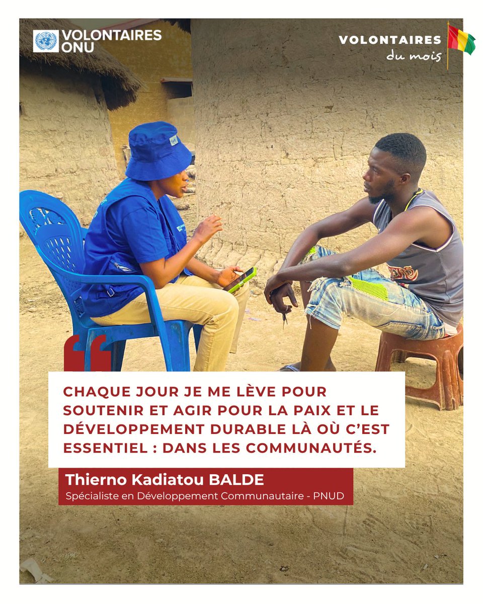 À Siguiri 🇬🇳, Thierno Kadiatou Baldé, #VolontaireONU Spécialiste en Développement Communautaire au <a href="/PNUDGuinee/">PNUD Guinée</a>, s’engage chaque jour pour le développement durable et la paix entre les communautés.💪

Une mission guidée par la passion. #VOM