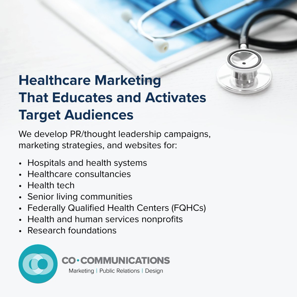 CoCommPR's tweet image. Healthcare marketing isn’t just about visibility — it’s about empowering people to make confident, informed decisions. See how we support providers and health systems with messaging that builds trust: tinyurl.com/nc8355sr