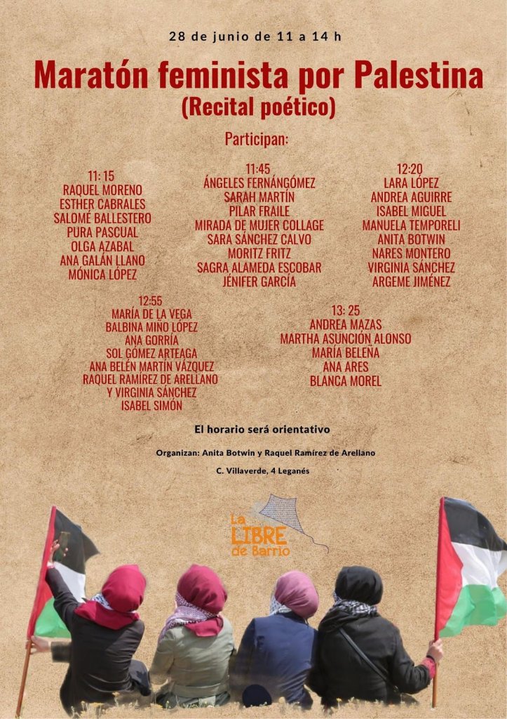 pilar fraile (@pilarfraile_) on Twitter photo Este sábado próximo estaremos en <a href="/LaLibredeBarrio/">La Libre de Barrio</a> leyendo poemas contra la barbarie.
Nos vemos por allí. Este sábado próximo estaremos en <a href="/LaLibredeBarrio/">La Libre de Barrio</a> leyendo poemas contra la barbarie.
Nos vemos por allí.
