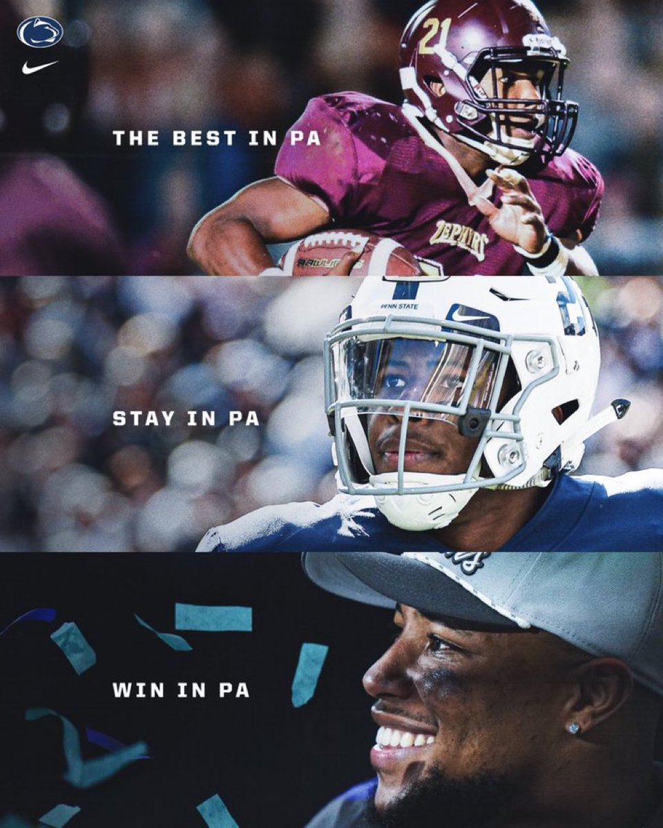 Using On3, Penn State recruiting for 2026 in PA 

2. Kevin Brown 4⭐️
4. Messiah Mickens 4 ⭐️
5. Peyton Falzone 4 ⭐️
6. Matt Sieg 4 ⭐️
7. Jackson Ford 4 ⭐️
10. Terry Wiggins 4 ⭐️
11. David Davis 4 ⭐️

That’s 7 of the top 11 PA prospects heading to PSU. The best in Pa STAY in PA🦁