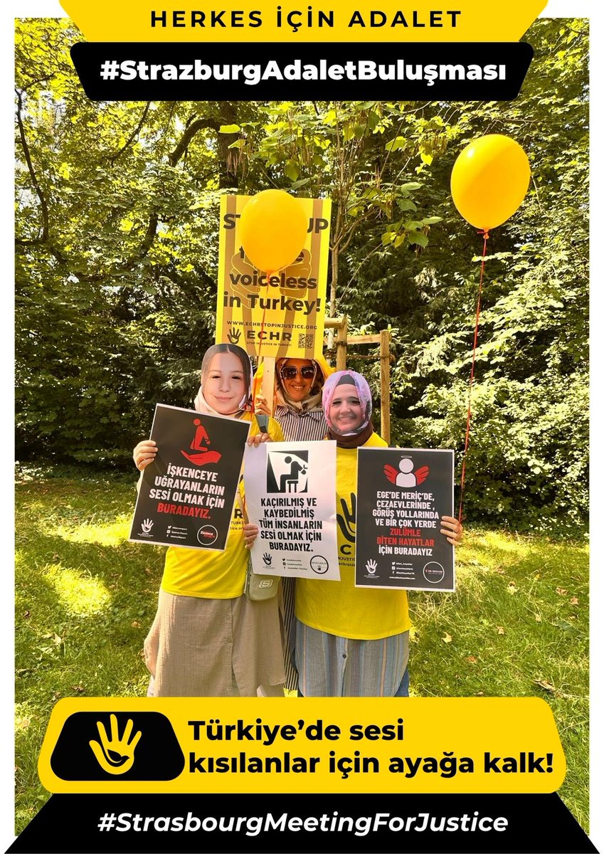 Biz de #StrazburgAdaletBuluşması ndayız!  

İşkence ve kötü muamleler iddialarının etkili araştırılması için AİHM ve Avrupa Konseyi ellerindeki dosyaları bekletmek yerine ivedilikle karara bağlamalıdır.  

#StrasbourgMeetingForJustice

<a href="/ECHR_CEDH/">ECHR CEDH</a>