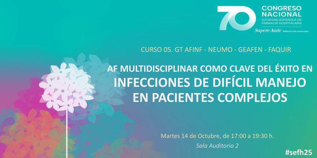 Por qué debería apuntarme al curso “Atención Farmacéutica multidisciplinar como clave de éxito en infecciones de difícil manejo en pacientes complejos”? #sefh25 <a href="/GrupoAFinf_SEFH/">GrupoAFinf_SEFH</a> <a href="/GEAFEN_SEFH/">GEAFEN</a> <a href="/grupofaquirsefh/">Grupo FaQuir</a> <a href="/NEUMO_SEFH/">Grupo NEUMO</a>