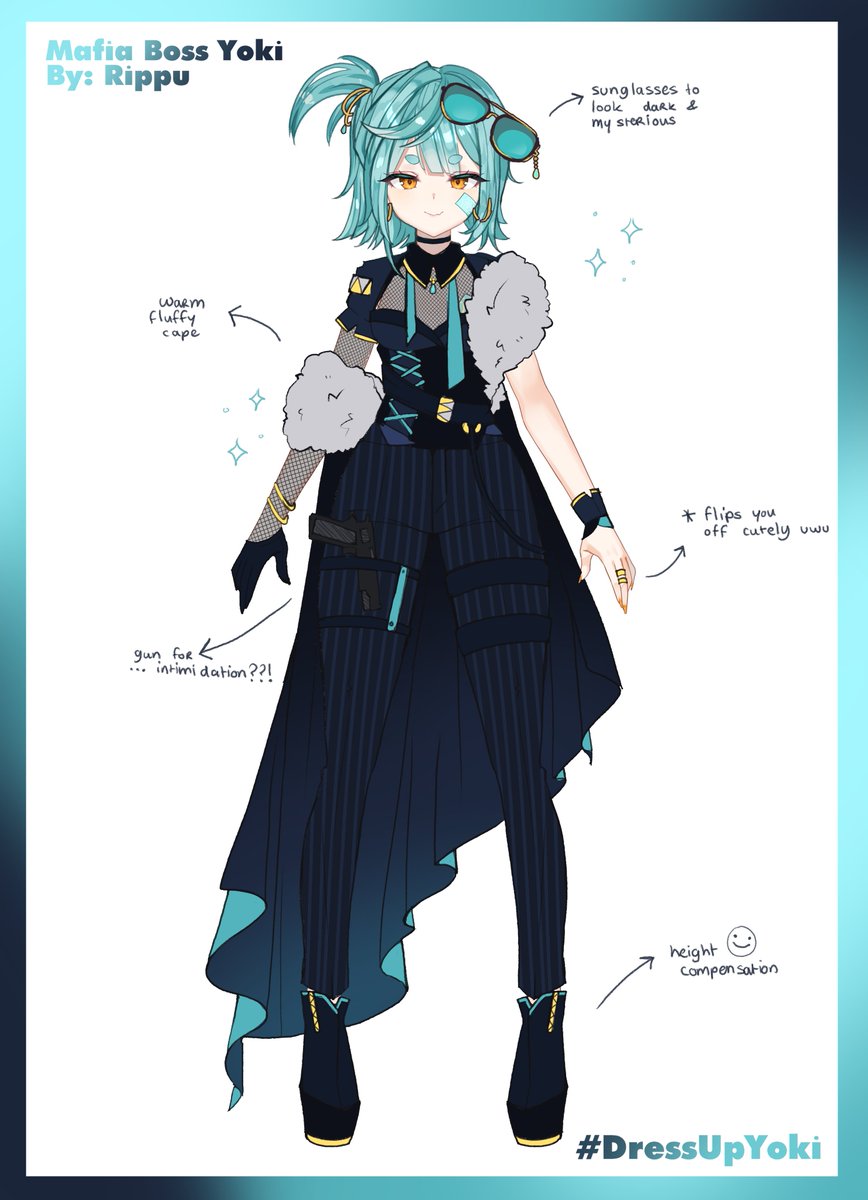 ripkremit's tweet image. 🍻 "Mafia Boss" Yoki 🔫
thought i'd join in to @InamiYoki 's #DressUpYoki contest! also drew a sketch illustration with it since... yoki cute ♡⸜(ˆᗜˆ˵ )⸝♡