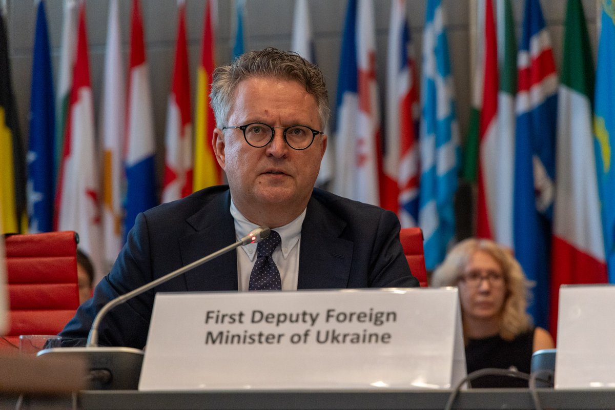 Finland_OSCE's tweet photo. We commenced the @OSCE Annual Security Review Conference with opening remarks by ๐ซ๐ฎ OSCE Chair-in-Office and Foreign Minister @ElinaValtonen, ๐ซ๐ฎ Under-Secretary Outi Holopainen, OSCE Secretary General Feridun H. Sinirlioฤlu, and ๐บ๐ฆ First Deputy Foreign Minister @SergiyKyslytsya. https://t.co/MFJmE99rMu