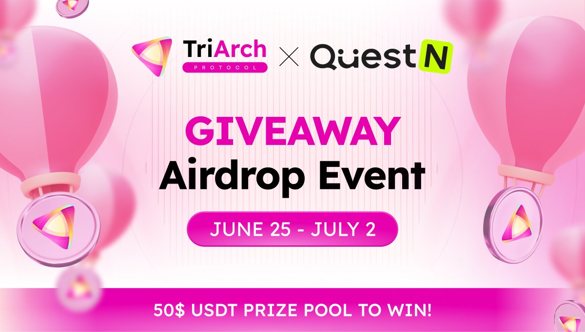 TriArchProtocol's tweet photo. 🔥Official Airdrop Alert
TriArch Protocol joins forces with QuestN for a $50 USDT community giveaway!

🎯 Complete simple tasks to claim your rewards.
🎁 Limited-time campaign for active participants.

🔗 Join now: https://t.co/hG5U25tle5

#TriArchProtocol #QuestN #Airdrop https://t.co/sOh7X6YUVU