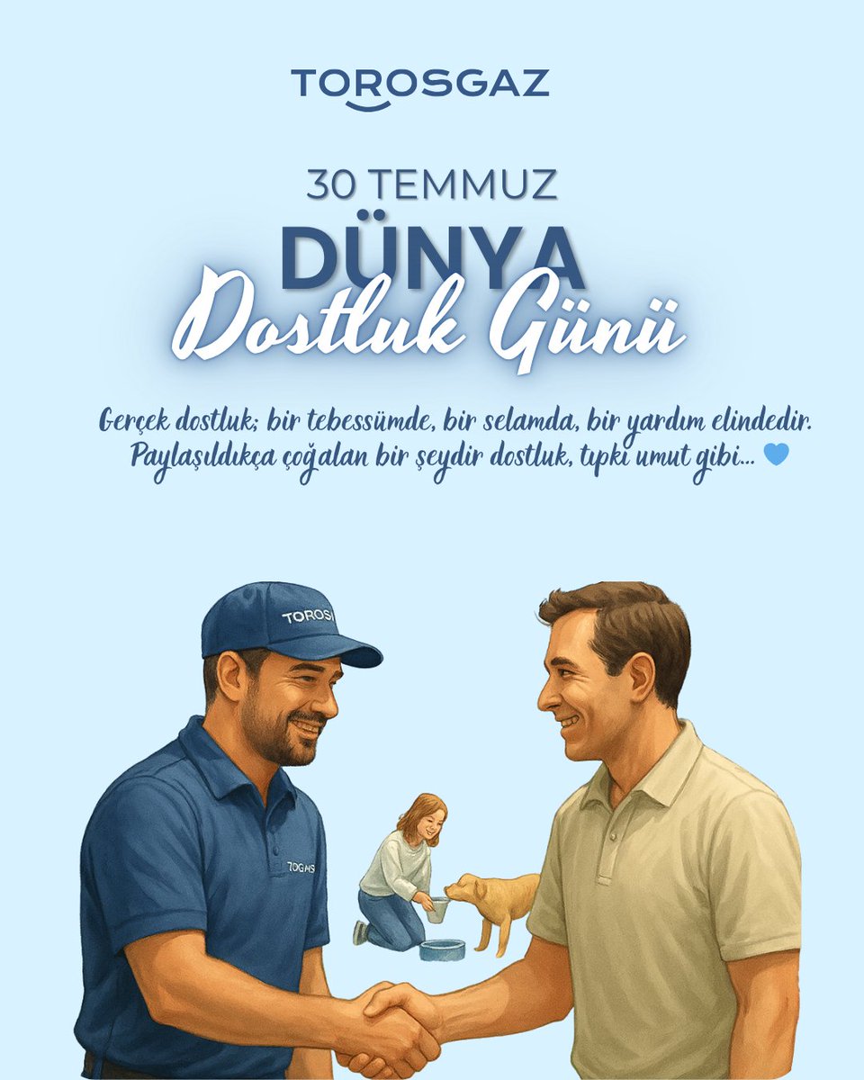 Gerçek dostluk; bir tebessümde, bir selamda, bir yardım elindedir. Paylaşıldıkça çoğalan bir şeydir dostluk, tıpkı umut gibi… 💙 
Torosgaz ailesi olarak; dayanışmanın, anlayışın ve gerçek dostluğun gücüne inanıyoruz.
#DünyaDostlukGünü #GerçekDostlukPaylaşmaktır #torosgaz
