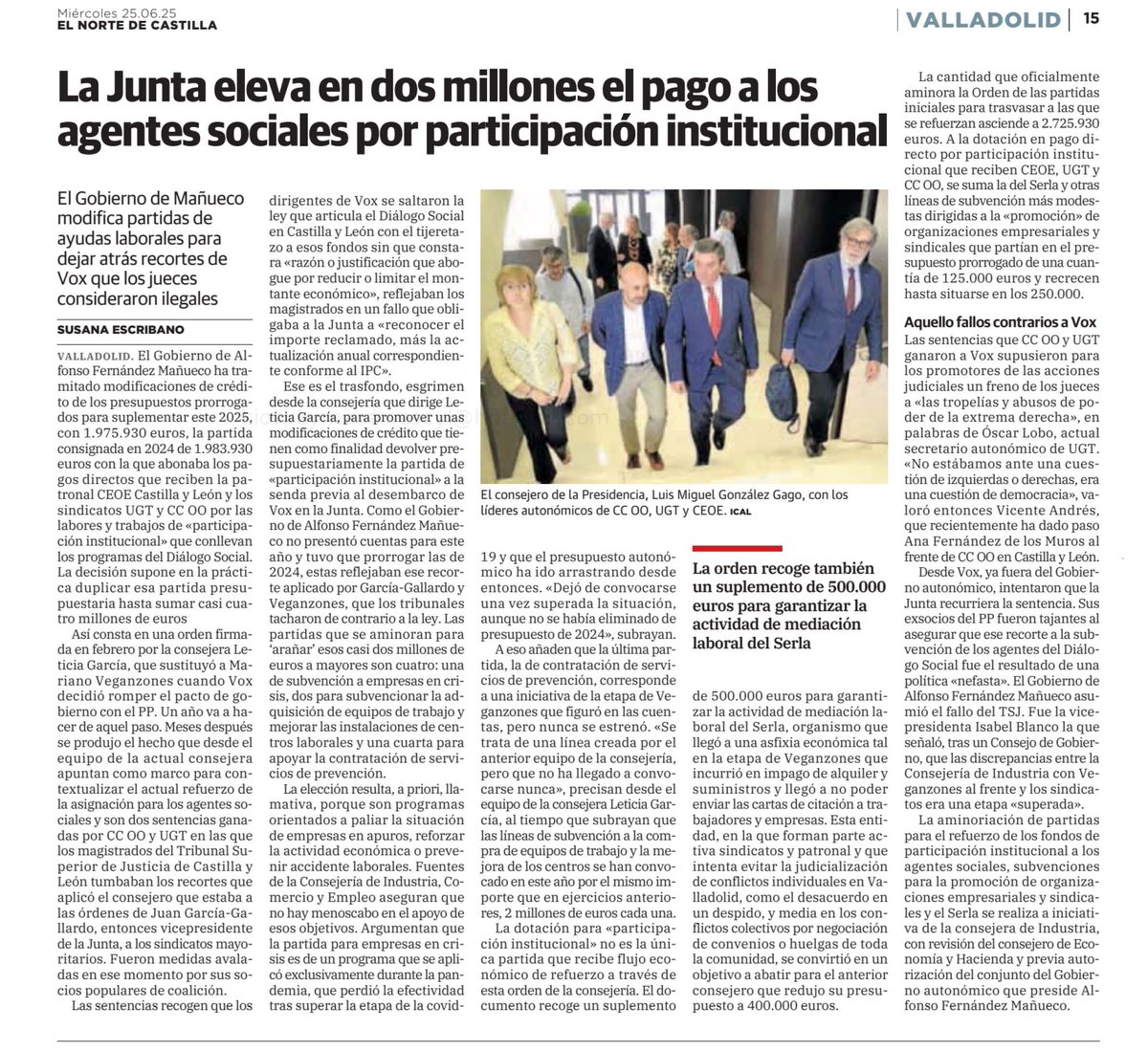 cescyl's tweet photo. 📰La @jcyl refuerza con dos millones más el pago a @ceoe_cyl, @UGTCyL y @CCOOCyL por participación institucional | @nortecastilla 👉https://t.co/kyoMiRcTfF
✅También garantiza el funcionamiento del #Serla https://t.co/iBkP2YTMBv