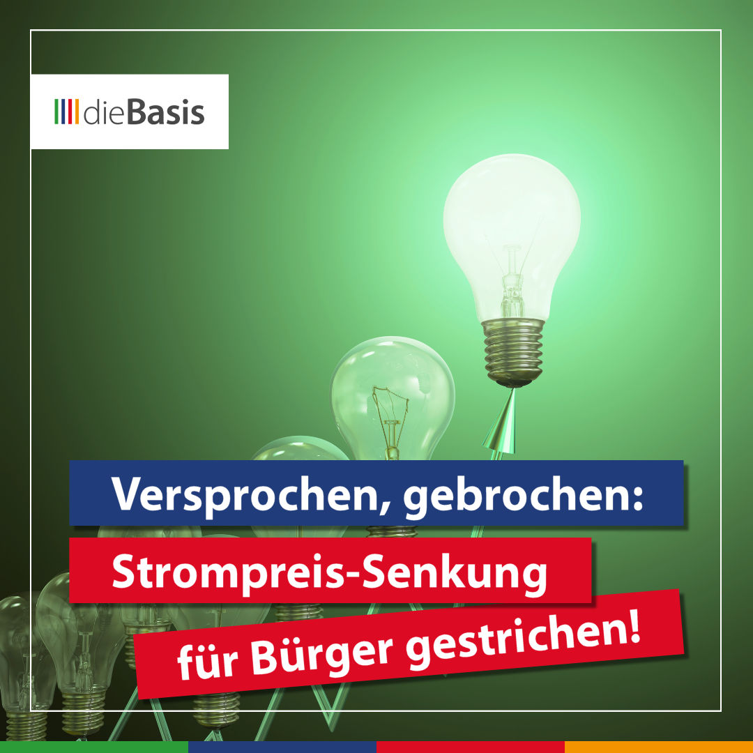 diebasisnrw's tweet photo. ⚡️ Versprochen, gebrochen: Strompreis-Senkung für Bürger gestrichen!

🚨 Wieder einmal bleibt das Versprechen auf der Strecke: Während Industrie und Agrarsektor 2 Cent beim Strom sparen dürfen, gehen private Haushalte leer aus. Die geplante Entlastung für Bürger sei „finanziell nicht möglich“, heißt es jetzt. 

🤨 Doch für Aufrüstung, Pandemie-Maßnahmen, Klimabürokratie und globales Spendieren scheint der Geldhahn nie zu versiegen.

✅ dieBasis steht für eine Politik, die Prioritäten beim Menschen setzt: Energieversorgung muss bezahlbar und zuverlässig sein – nicht selektiv begünstigt.

📌 Unser Versprechen: Strompreise runter – für ALLE! Denn Grundrechte brauchen Grundversorgung.

🟩🟩🟦🟦🟥🟥🟧🟧

🌐 Besuche unsere Webseite: https://t.co/aeEB8pfCl8

🟩🟩🟦🟦🟥🟥🟧🟧

🔗 Quelle: https://t.co/cvp4RO6F28

#Strompreise #Energiepolitik #Koalitionsvertrag #SozialeGerechtigkeit #Kostenexplosion #Energiekosten