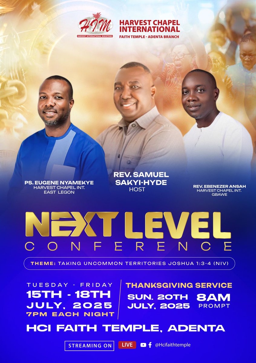 Hcifaithtemple's tweet image. IT'S TIME TO LEVEL UP! 🔥 Join us for the Next Level Conference, July 15-18, 2025! 🌟 Don't miss this life-changing experience! Get ready for powerful sessions, inspiring speakers, and a community that will propel you to new heights! 🚀#NextLevelConference #LevelUp #fellowship