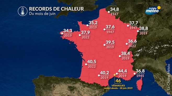 rudyversity's tweet image. 🇫🇷 フランスの6月の気温記録 ↓