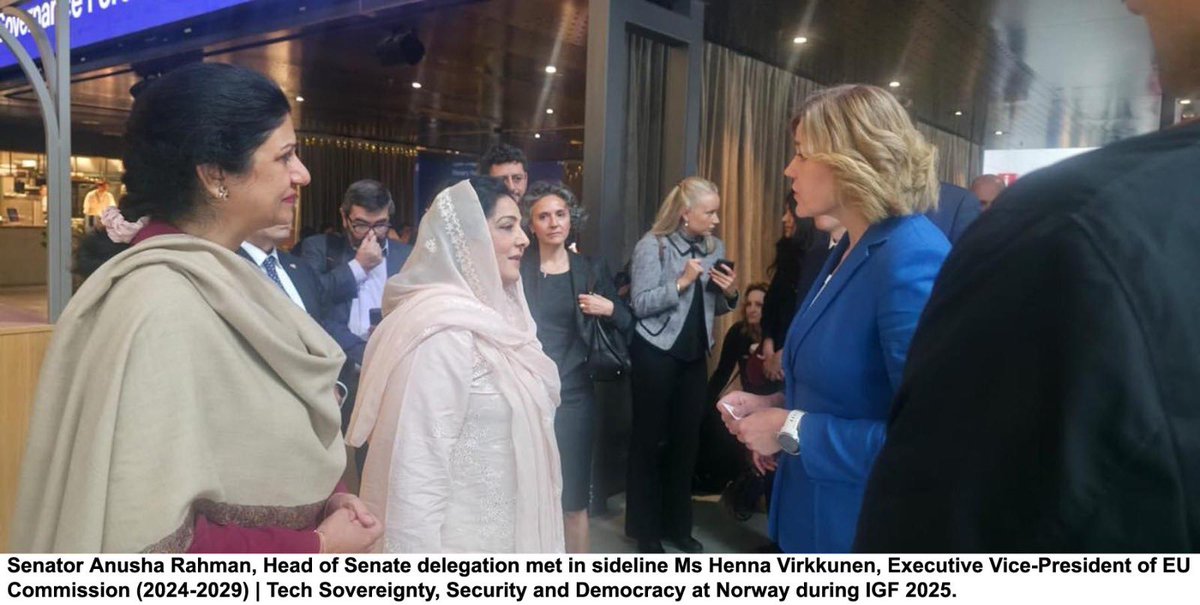 ꜱᴇɴᴀᴛᴇ ᴏꜰ ᴘᴀᴋɪꜱᴛᴀɴ 🇵🇰 (@senatepakistan) on Twitter photo Head of Senate delegation,Senator Anusha Rahman participated in Parliamentary Exchange Panel, Enhancing Digital Policy Practices at,IGF 2025 Norway 25 June 2025.<a href="/PakinNorway/">Pakistan Embassy Norway</a> <a href="/intgovforum/">IGF - Internet Governance Forum</a> <a href="/ForeignOfficePk/">Ministry of Foreign Affairs - Pakistan</a> Head of Senate delegation,Senator Anusha Rahman participated in Parliamentary Exchange Panel, Enhancing Digital Policy Practices at,IGF 2025 Norway 25 June 2025.<a href="/PakinNorway/">Pakistan Embassy Norway</a> <a href="/intgovforum/">IGF - Internet Governance Forum</a> <a href="/ForeignOfficePk/">Ministry of Foreign Affairs - Pakistan</a>