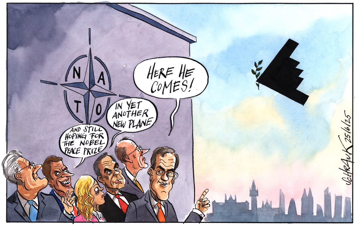 Peter Schrank on #Trump and #NATO by <a href="/schrankartoons/">PeterSchrank</a> #NATOSummit #natosummit2025 – political cartoon gallery in London original-political-cartoon.com