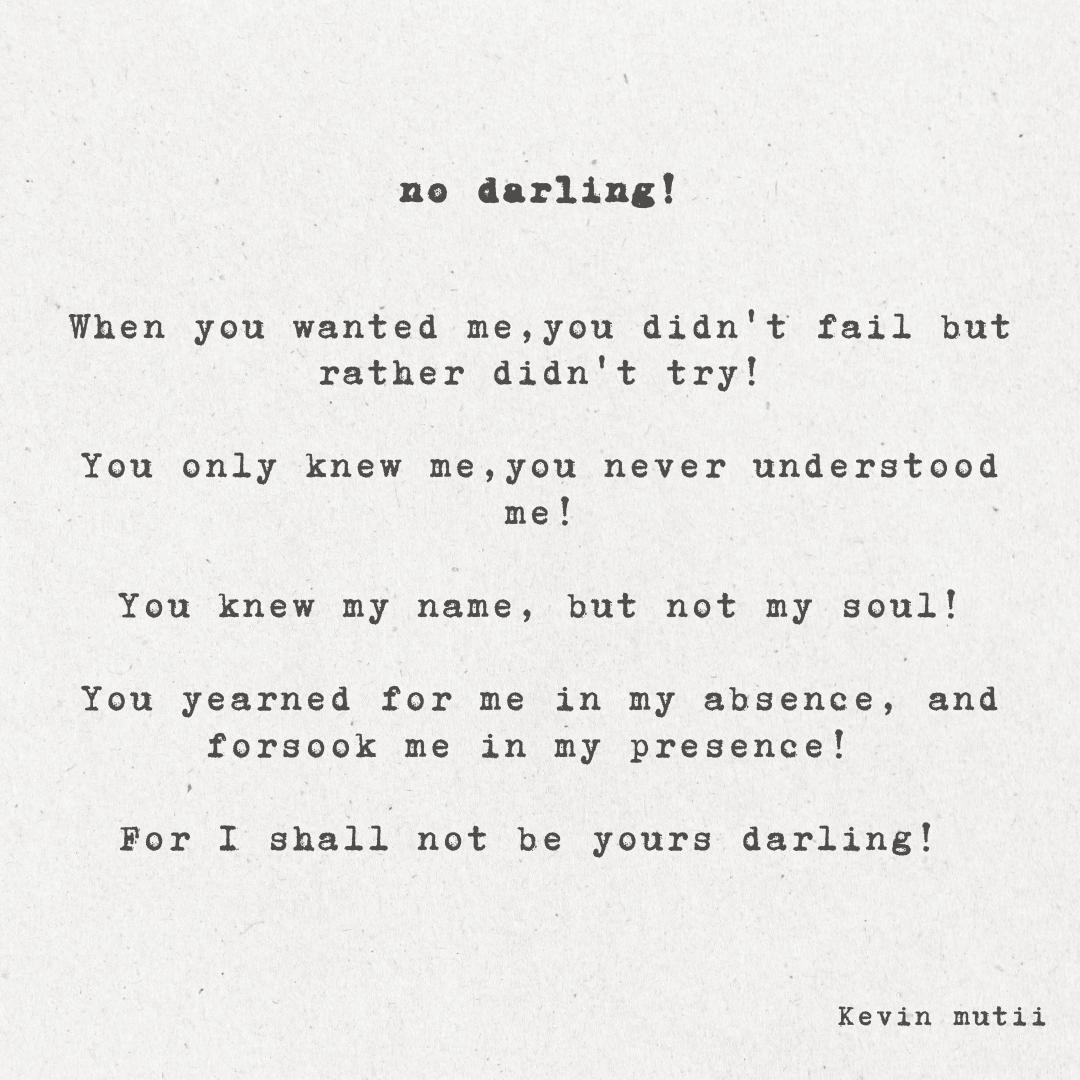 Kevinmutii's tweet photo. No darling...!
#SadPoetry #BrokenPoetry #HeartbreakPoetry #LostLove #UnspokenWords #LoveAndLoss #TornHearts #LoveHurts #EmotionalPoetry #LongingPoetry #PainInWords #SpilledInk #BleedingInk #WritersOfX #LonelyHearts #EmptyLove #MelancholyPoetry https://t.co/sYhiELWKFV